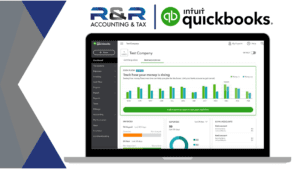 R&R Accounting & Tax with Quickbooks open on a laptop